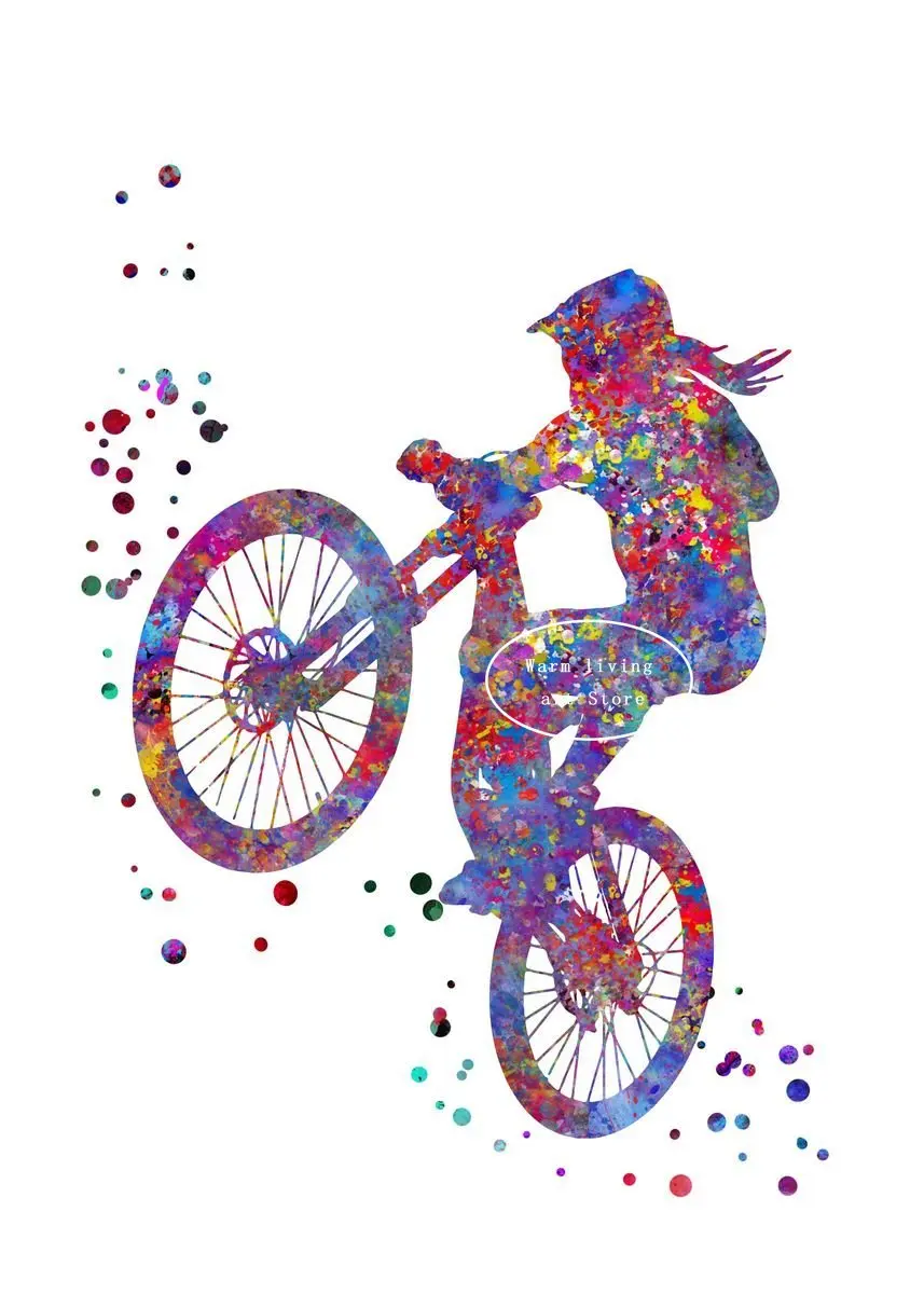 Plakat motywacyjny z rowerem górskim MTB Jasnozielony