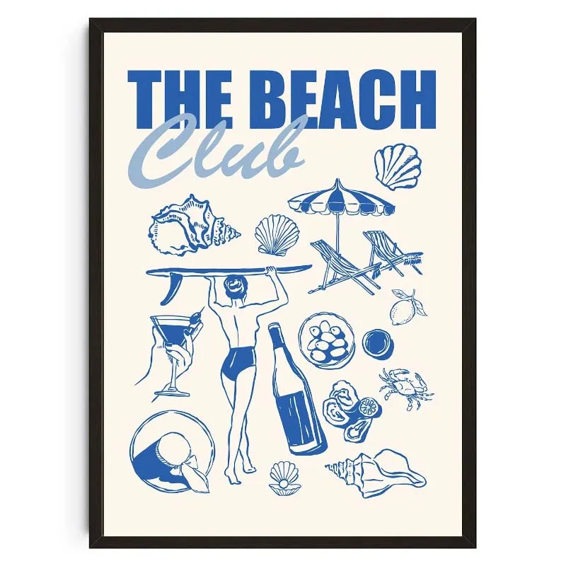Plakat muszle na plaży z napisem Różowy