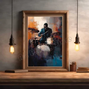 Plakat muzycy jazzowi – abstrakcyjna kolorowa scena Jasnozielony