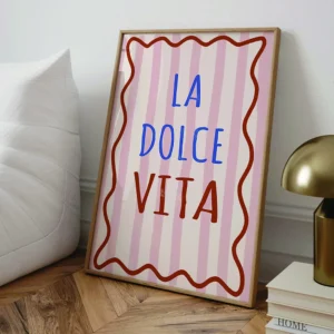 Plakat z napisem La Dolce Vita w stylu włoskim Biały