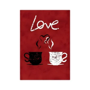 Plakat z napisem Love Drink Eat - retro do kuchni Biały