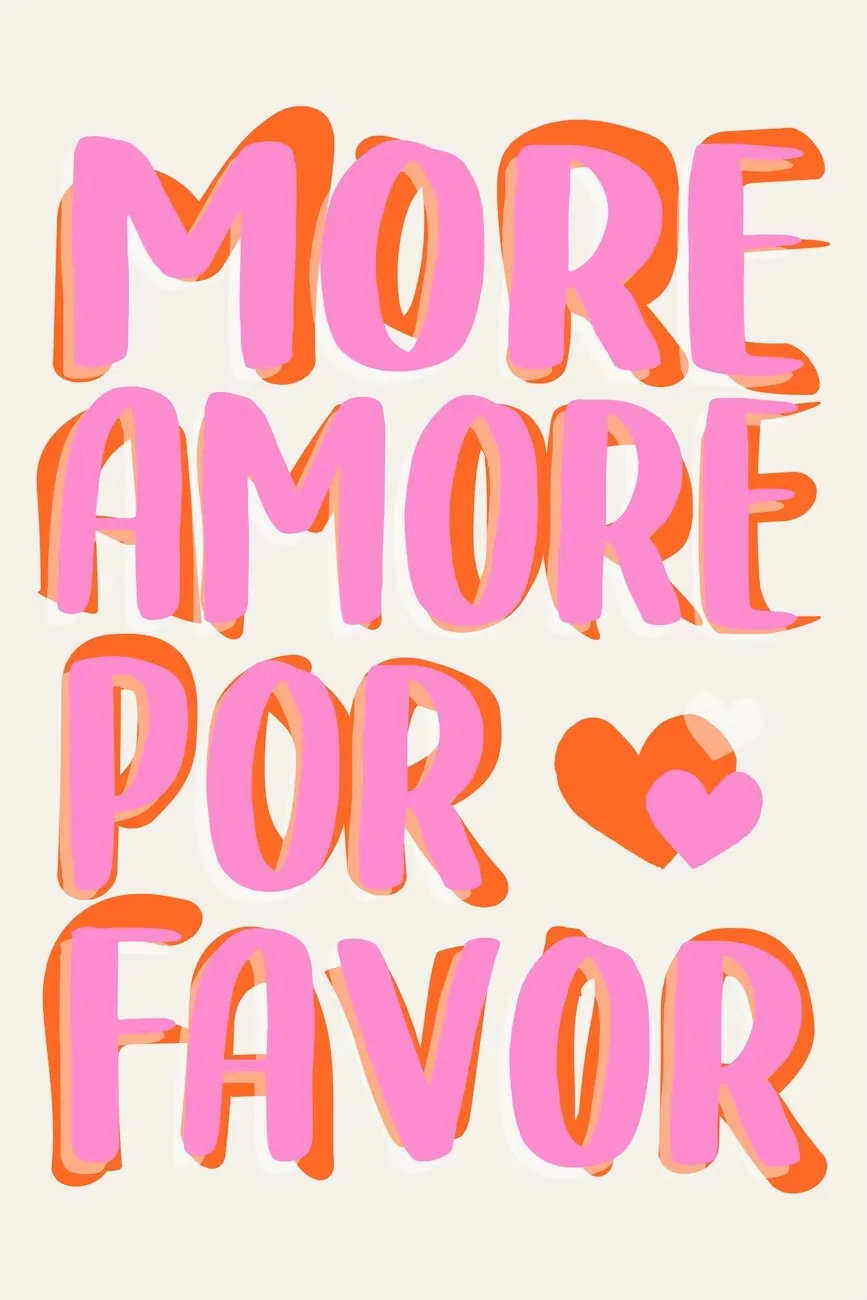 Kolorowy napis More Amor Por Favor Czerwony