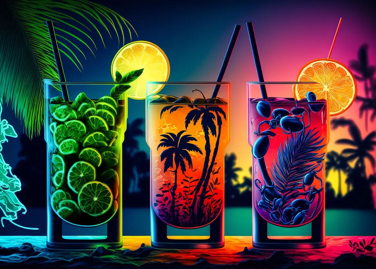 Plakat neonowy koktajl abstrakcyjny do baru Brązowy