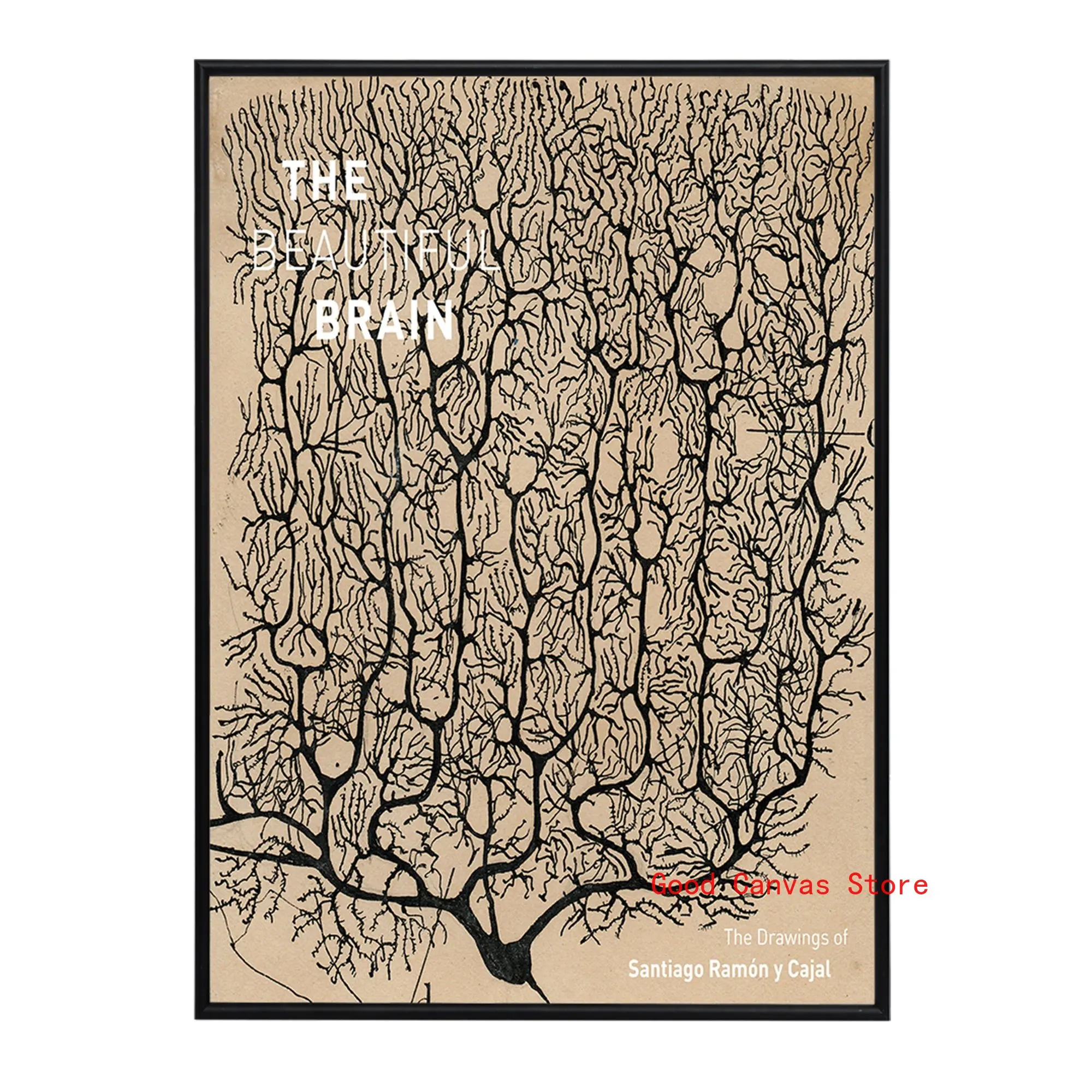 Neurony mózgu - plakat anatomiczny vintage Jasnożółty