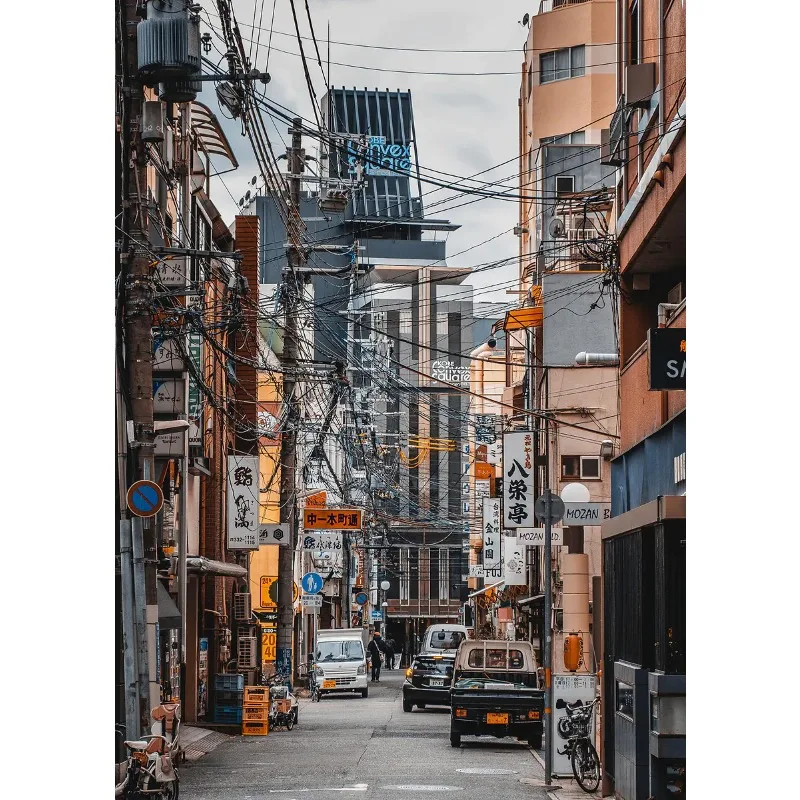 Plakat nocne Tokio japońska uliczka Fioletowy