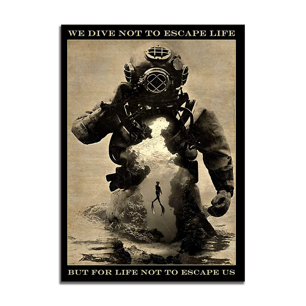 Plakat nurek z cytatem do salonu Biały