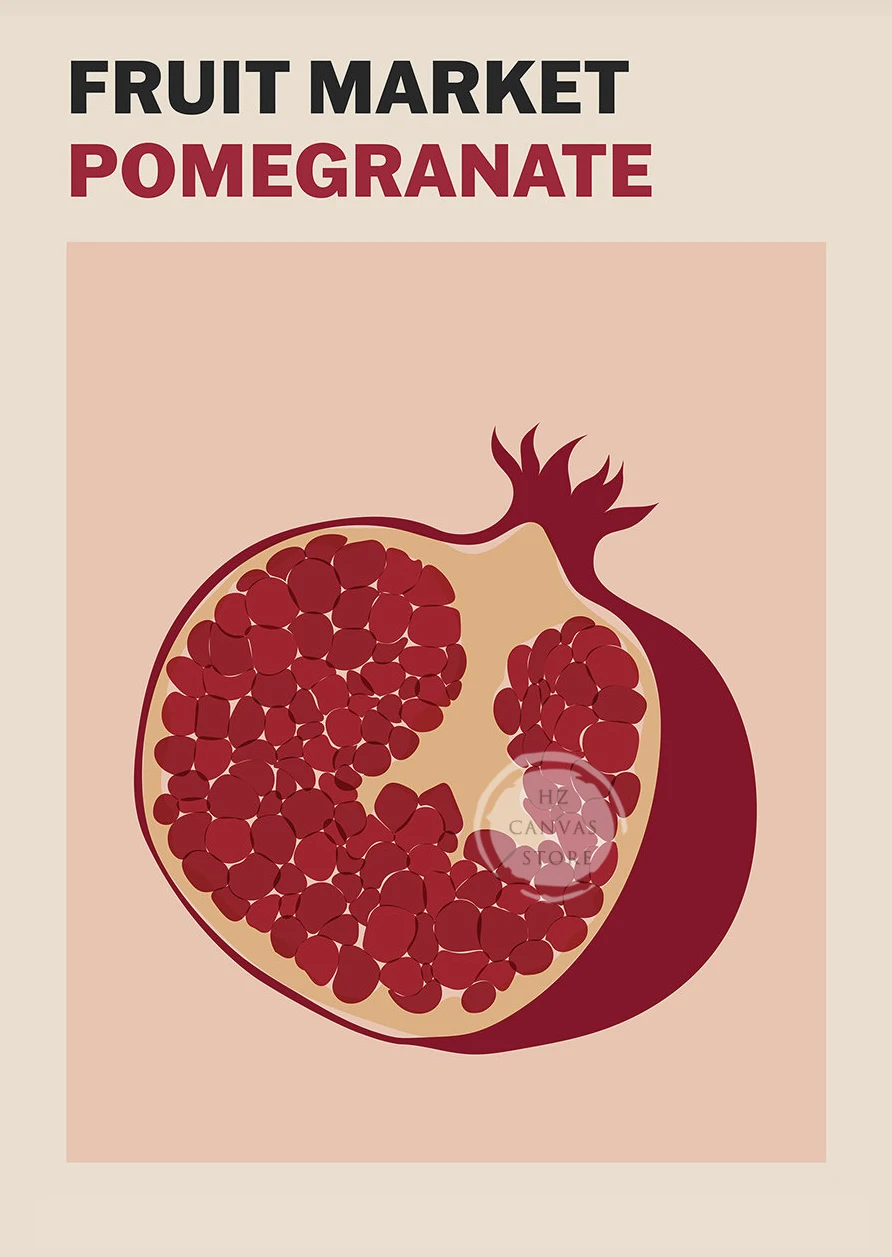 Plakat owoce boho do kuchni Jasnoszary