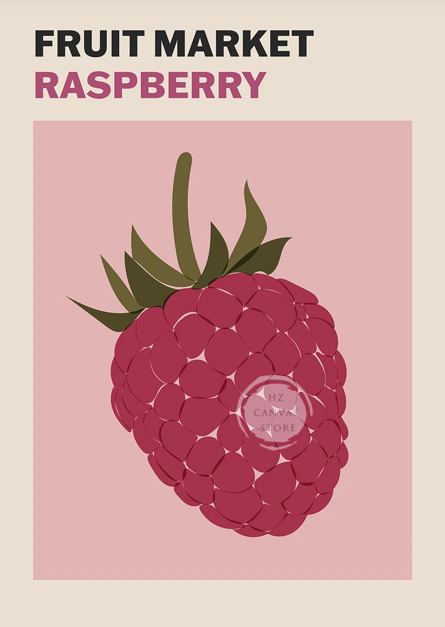 Plakat owoce boho do kuchni Niebieski