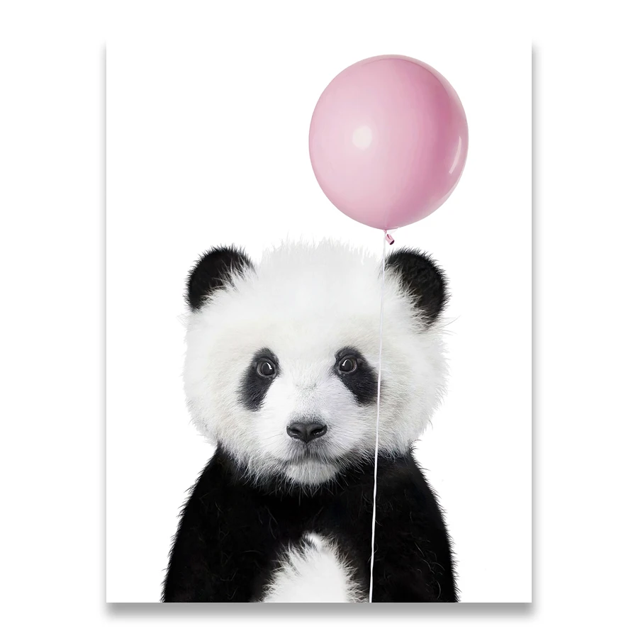 Plakat panda z balonem do pokoju dziecka Czerwony