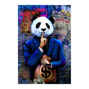 Panda graffiti - plakat pop art do salonu Burgundia