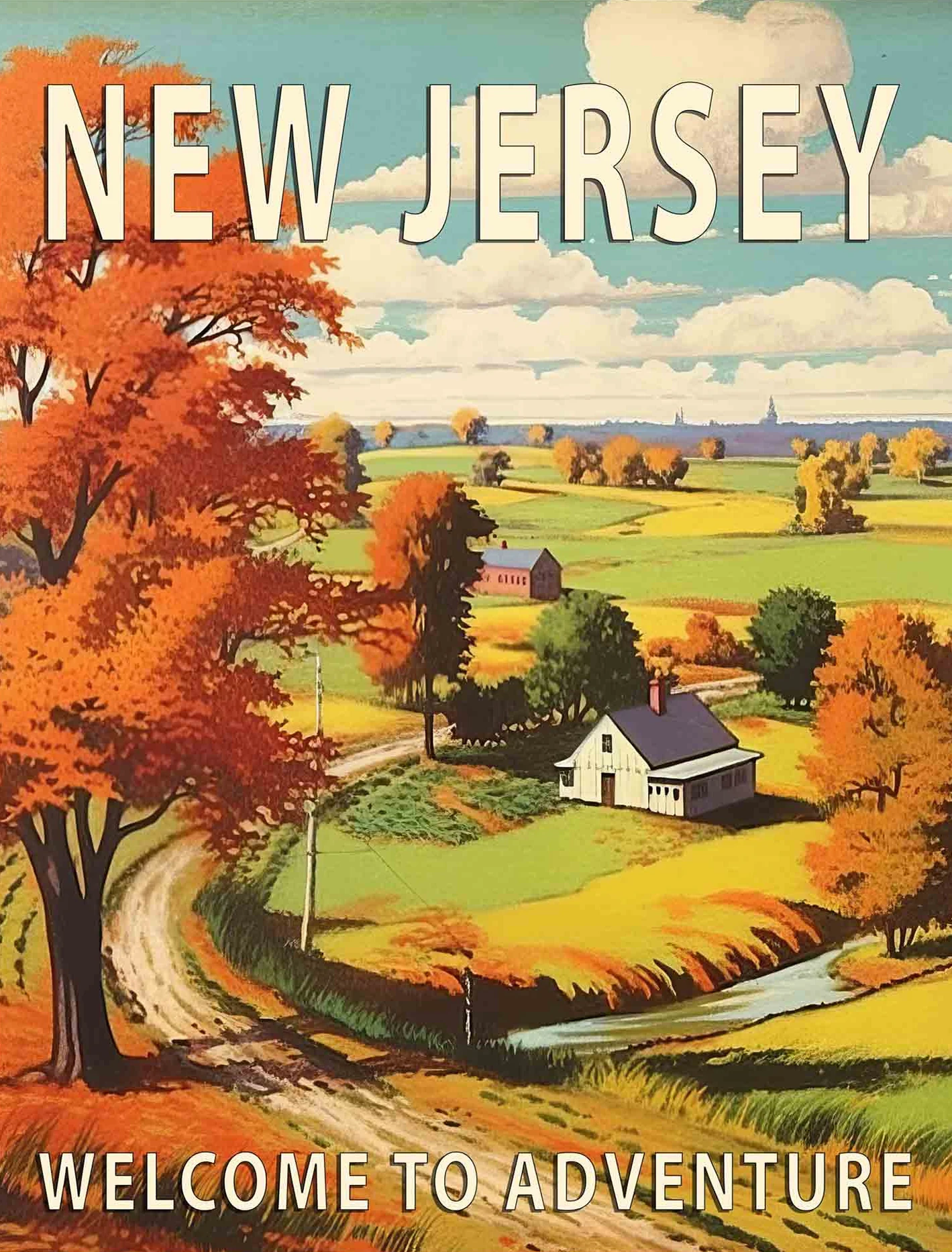 Plakat parki narodowe USA – krajobrazy w stylu retro Burgundia