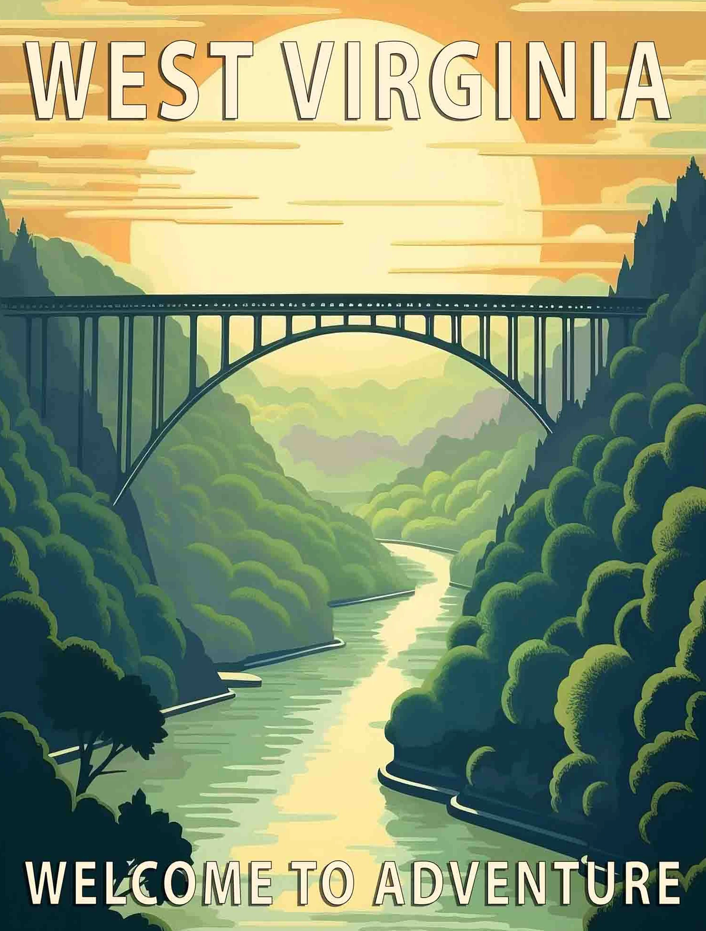 Plakat parki narodowe USA – krajobrazy w stylu retro Khaki