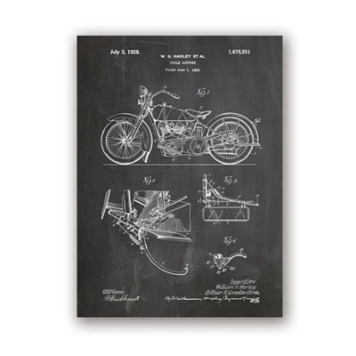 Plakat patentowy motocykla vintage Brązowy