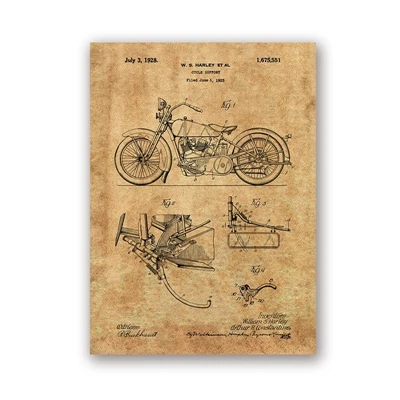 Plakat patentowy motocykla vintage Czarny