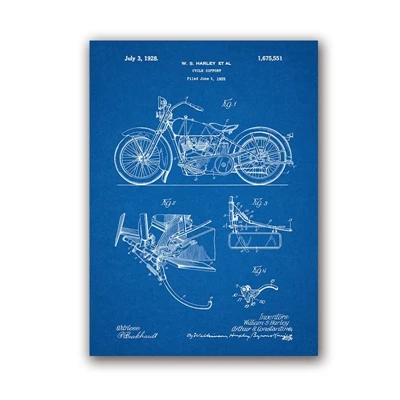 Plakat patentowy motocykla vintage Wielo