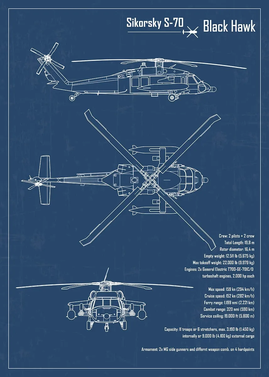 Plakat patentowy samolotu myśliwca - schemat Granatowy