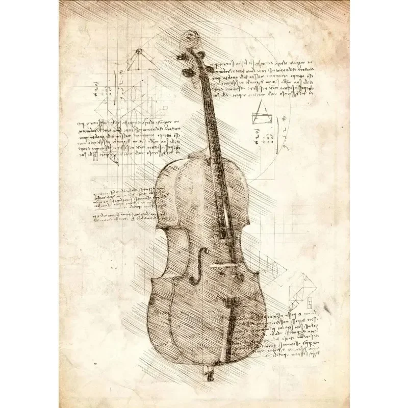 Plakat z instrumentami muzycznymi - pianino i skrzypce Burgundia