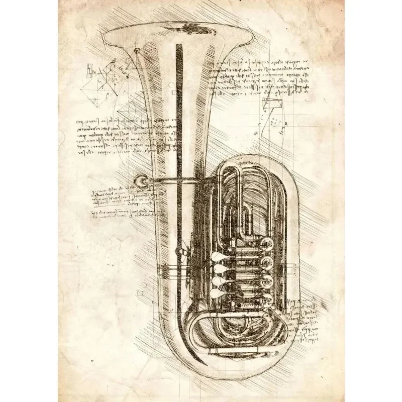 Plakat z instrumentami muzycznymi - pianino i skrzypce Fioletowy/фиолетовый