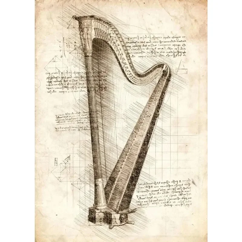 Plakat z instrumentami muzycznymi - pianino i skrzypce Jasnożółty