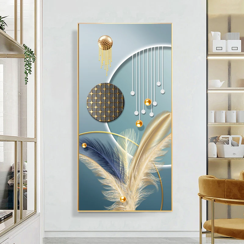 Plakat pióra w stylu nordyckim - luksusowa grafika Fioletowy/фиолетовый