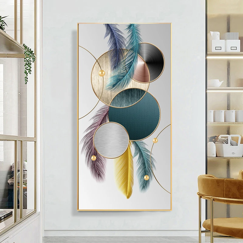 Plakat pióra w stylu nordyckim - luksusowa grafika Pomarańczowy