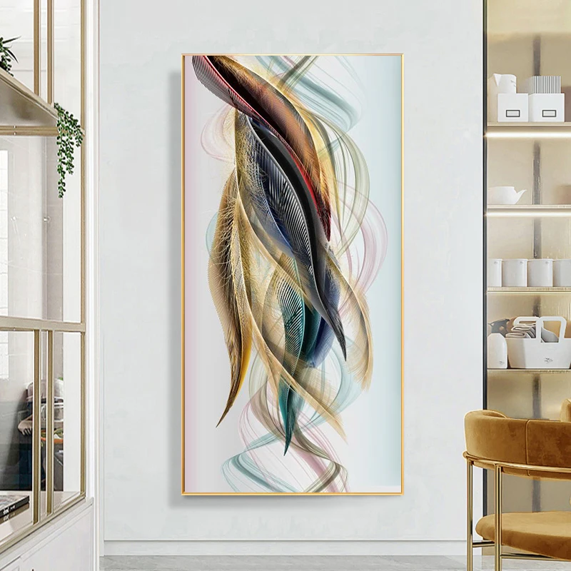 Plakat pióra w stylu nordyckim - luksusowa grafika Wielo