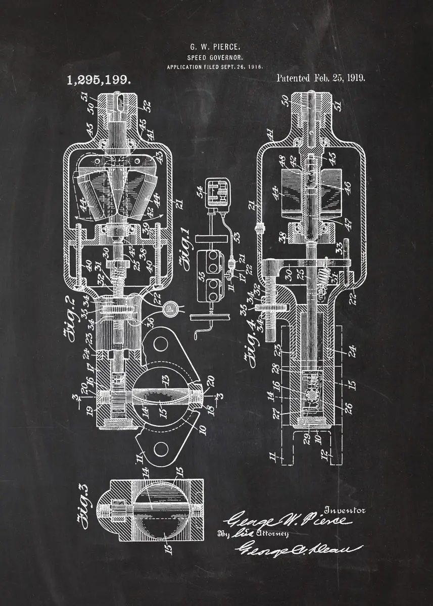 Plakat plany silnika - grafika dla mechanika vintage Szary