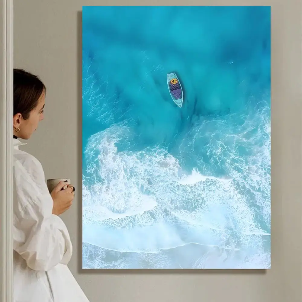 Plakat plaża i fala oceanu - nowoczesna grafika ścienna Fioletowy