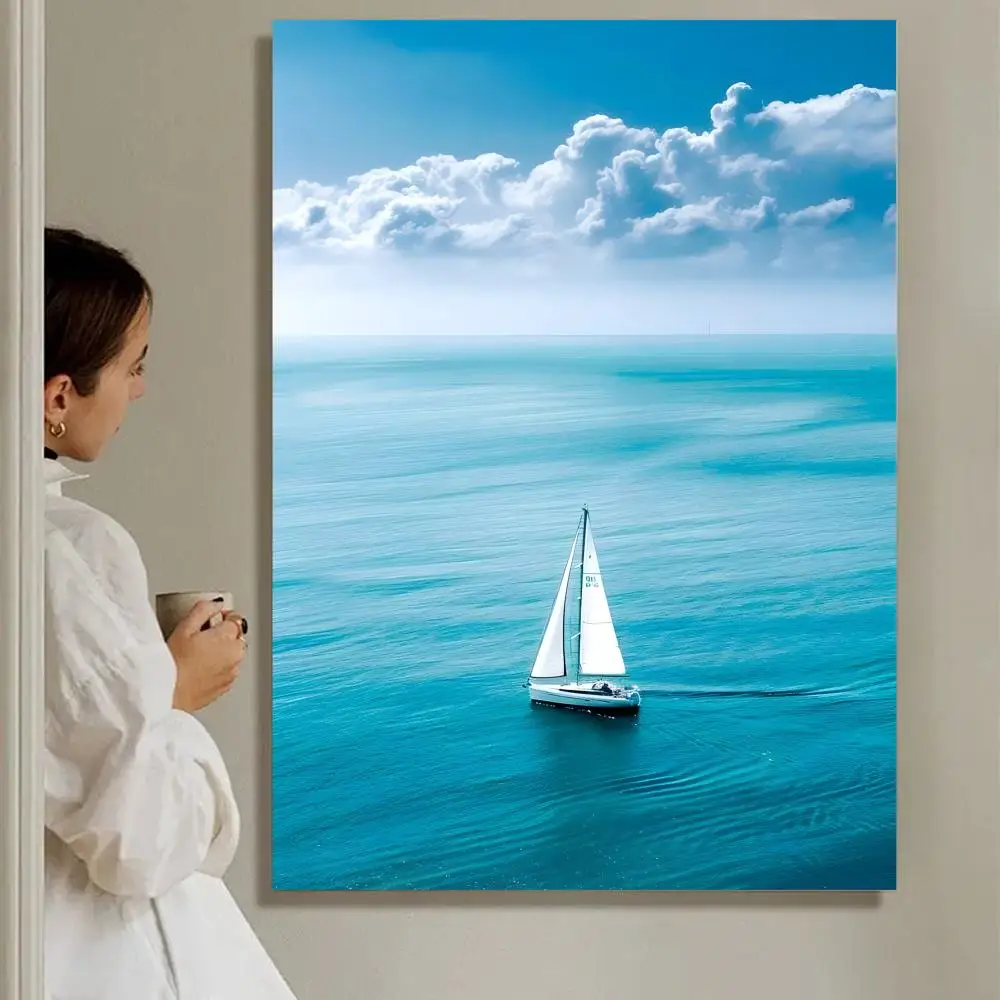 Plakat plaża i fala oceanu - nowoczesna grafika ścienna Szary