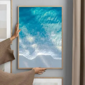 Plakat plaża i fala oceanu Granatowy
