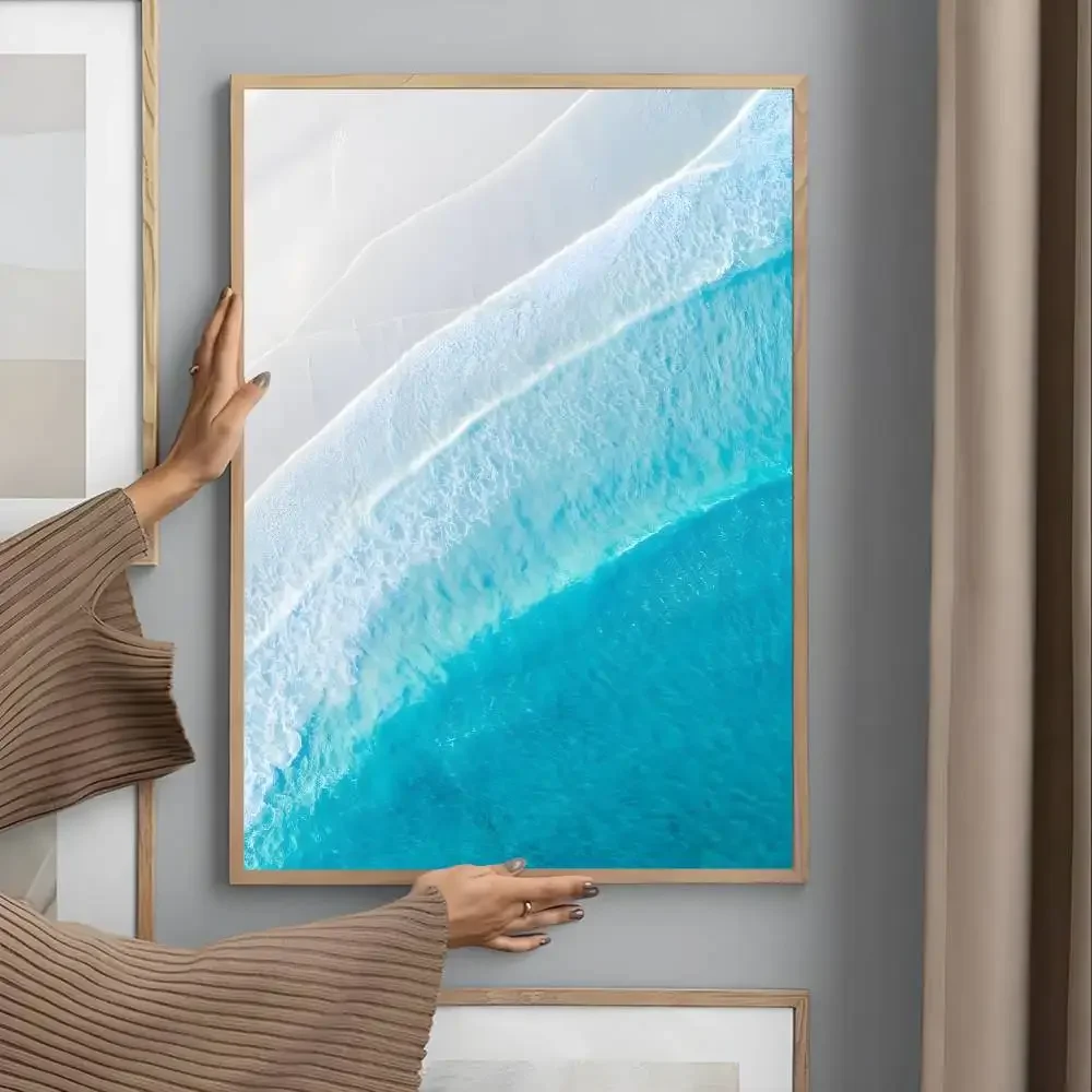Plakat plaża i fala oceanu Kawa