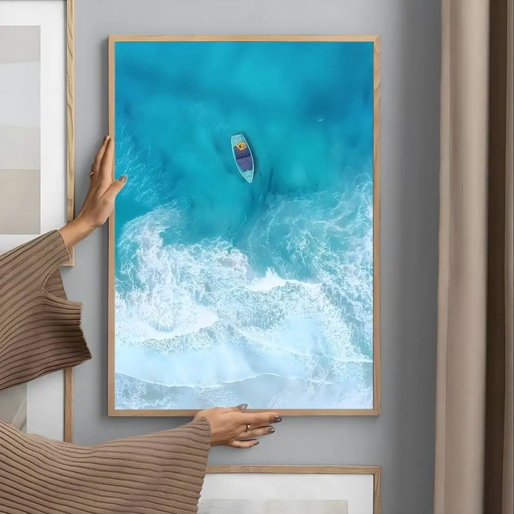 Plakat plaża i fala oceanu Zielony