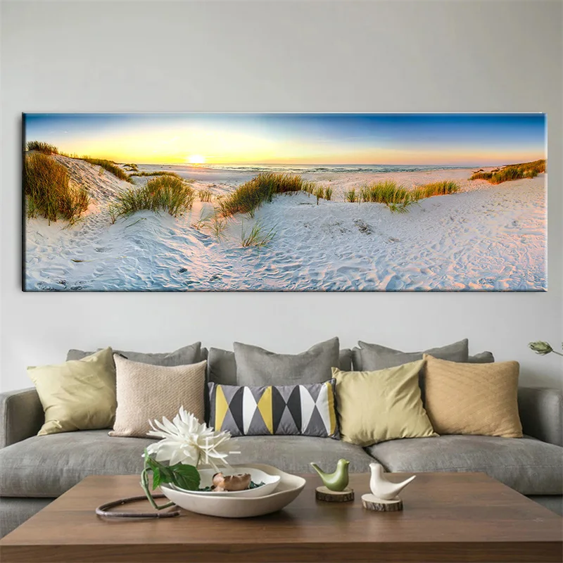 Plakat plaża i wydmy - nadmorski krajobraz Fioletowy/фиолетовый