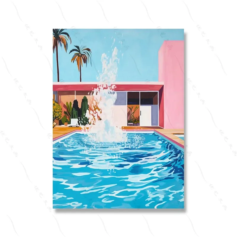 Plakat pop art basen letni krajobraz Burgundia