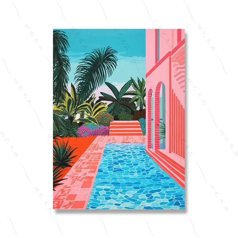Plakat pop art basen letni krajobraz żółty