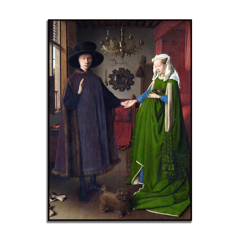 Plakat Portret Arnolfinich van Eyck Biały