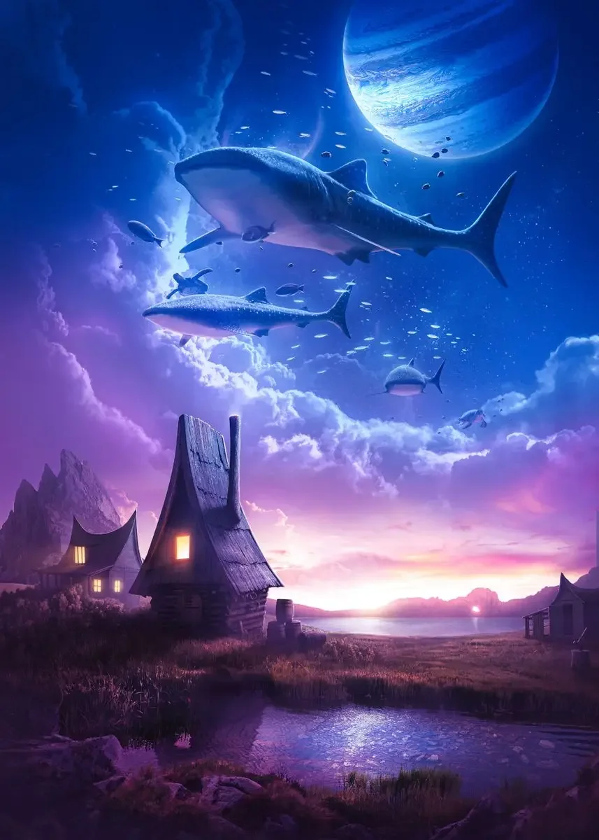 Plakat psychodeliczny - galaktyka i kosmos Kawa