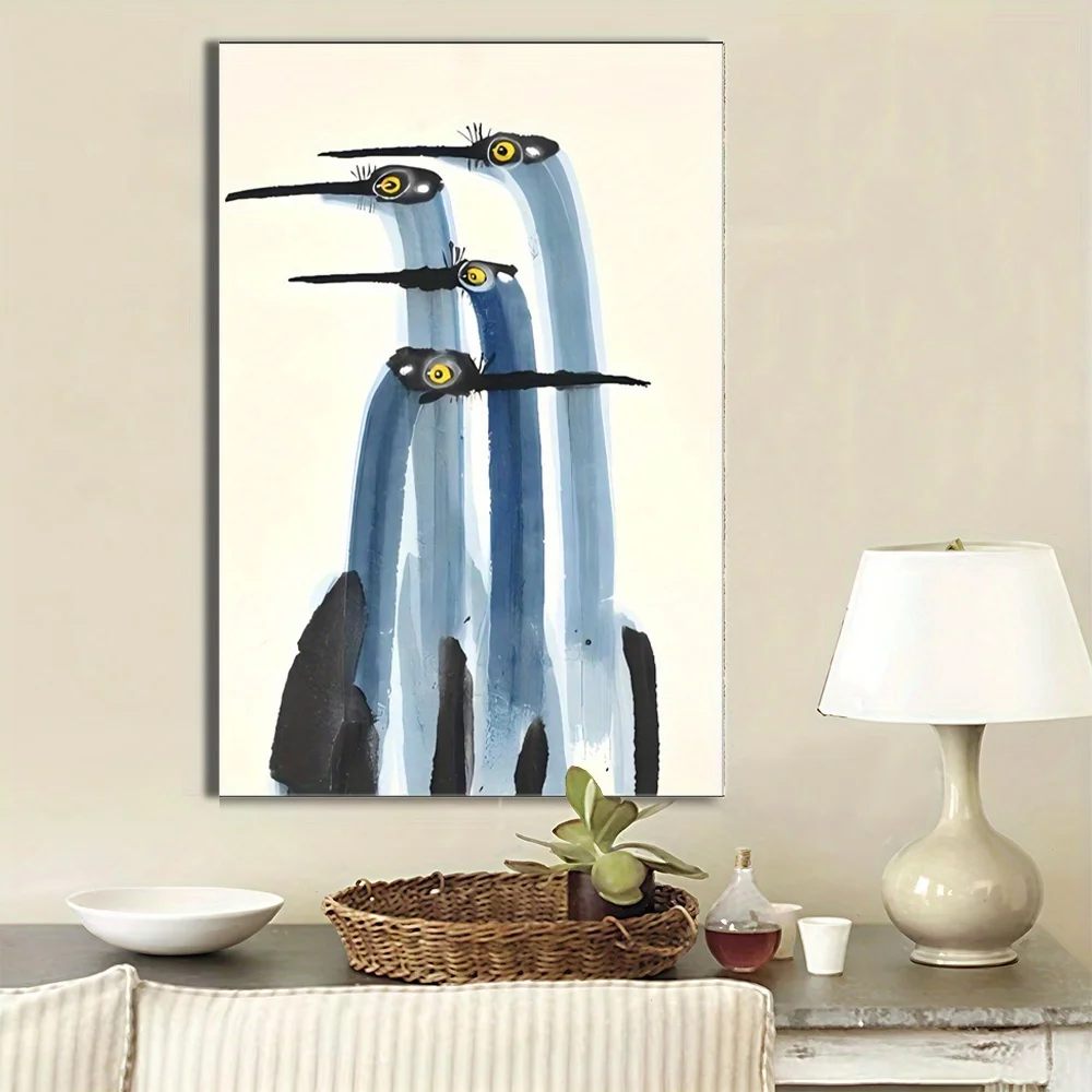 Plakat minimalistyczny ptak w stylu ukiyo-e Czarny