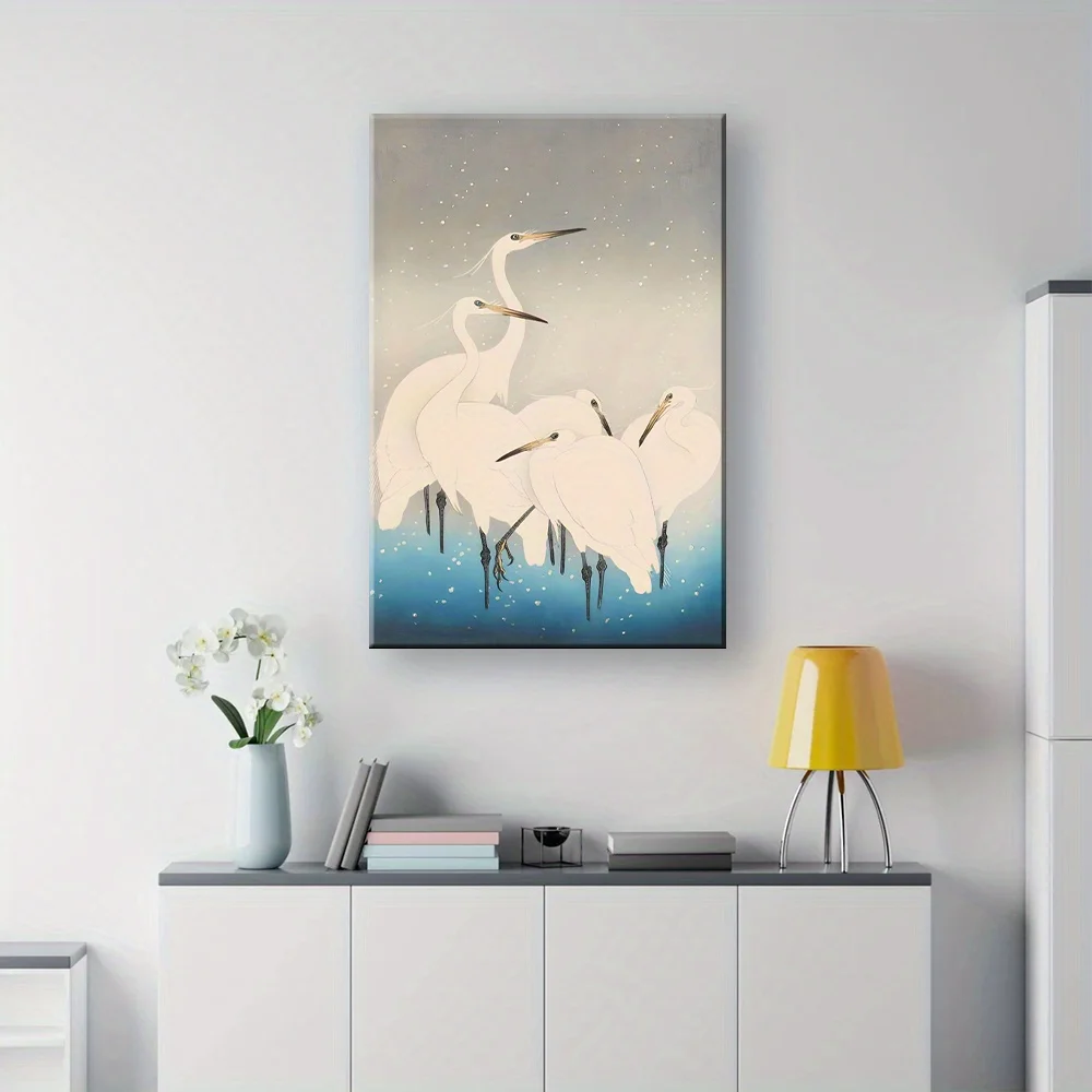 Plakat minimalistyczny ptak w stylu ukiyo-e Fioletowy