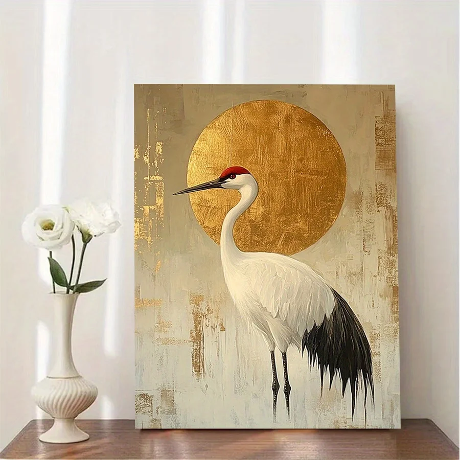 Plakat minimalistyczny ptak w stylu ukiyo-e Jasnozielony