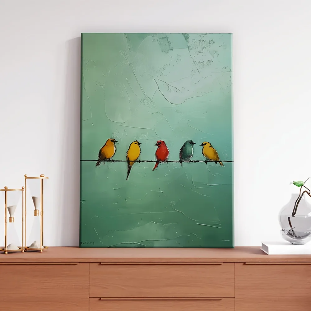 Plakat minimalistyczny ptak w stylu ukiyo-e Niebieski