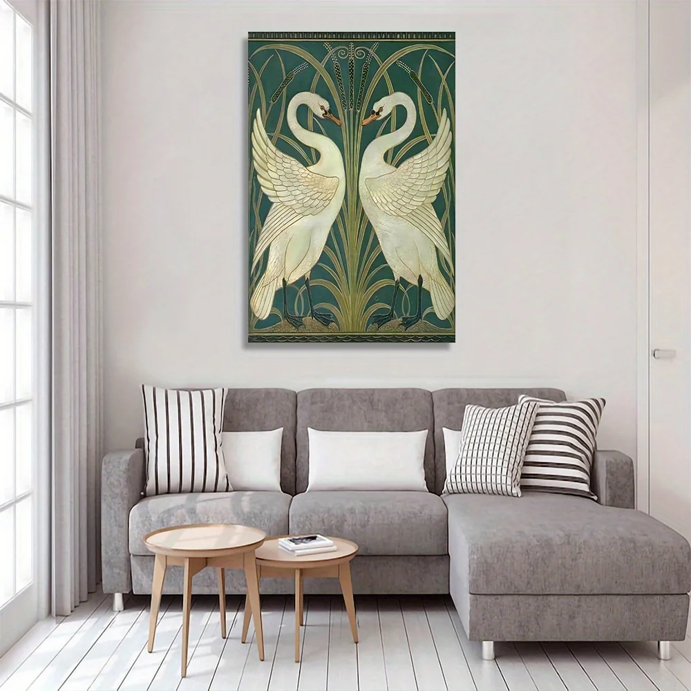 Plakat minimalistyczny ptak w stylu ukiyo-e Zielony