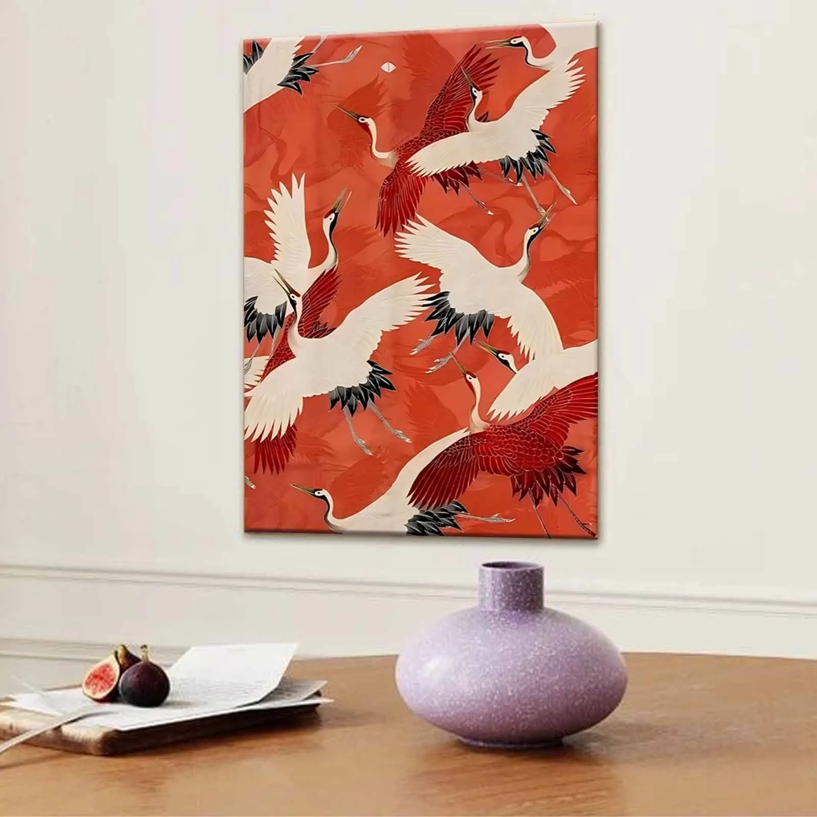 Plakat minimalistyczny ptak w stylu ukiyo-e żółty
