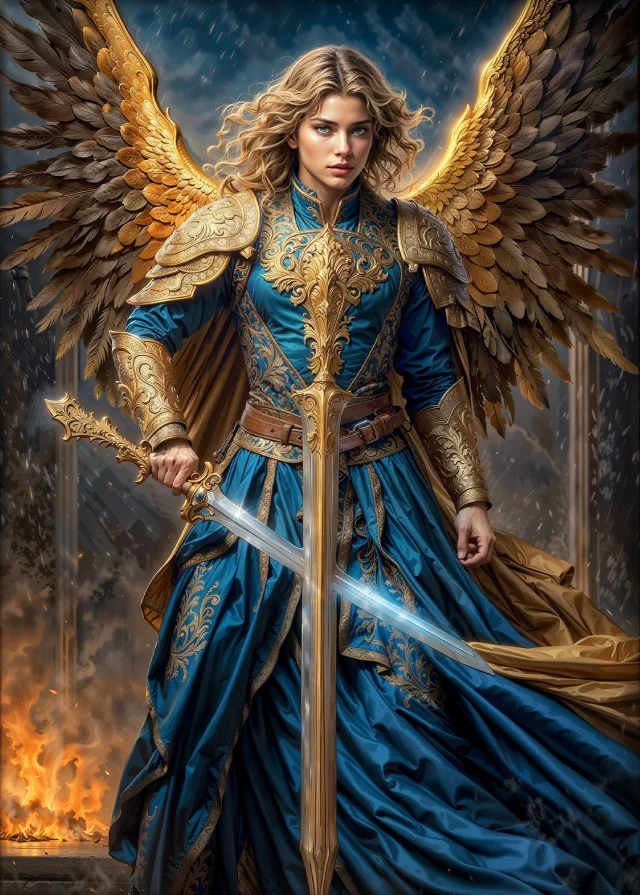 Plakat renesansowy archanioł Michał Brązowy