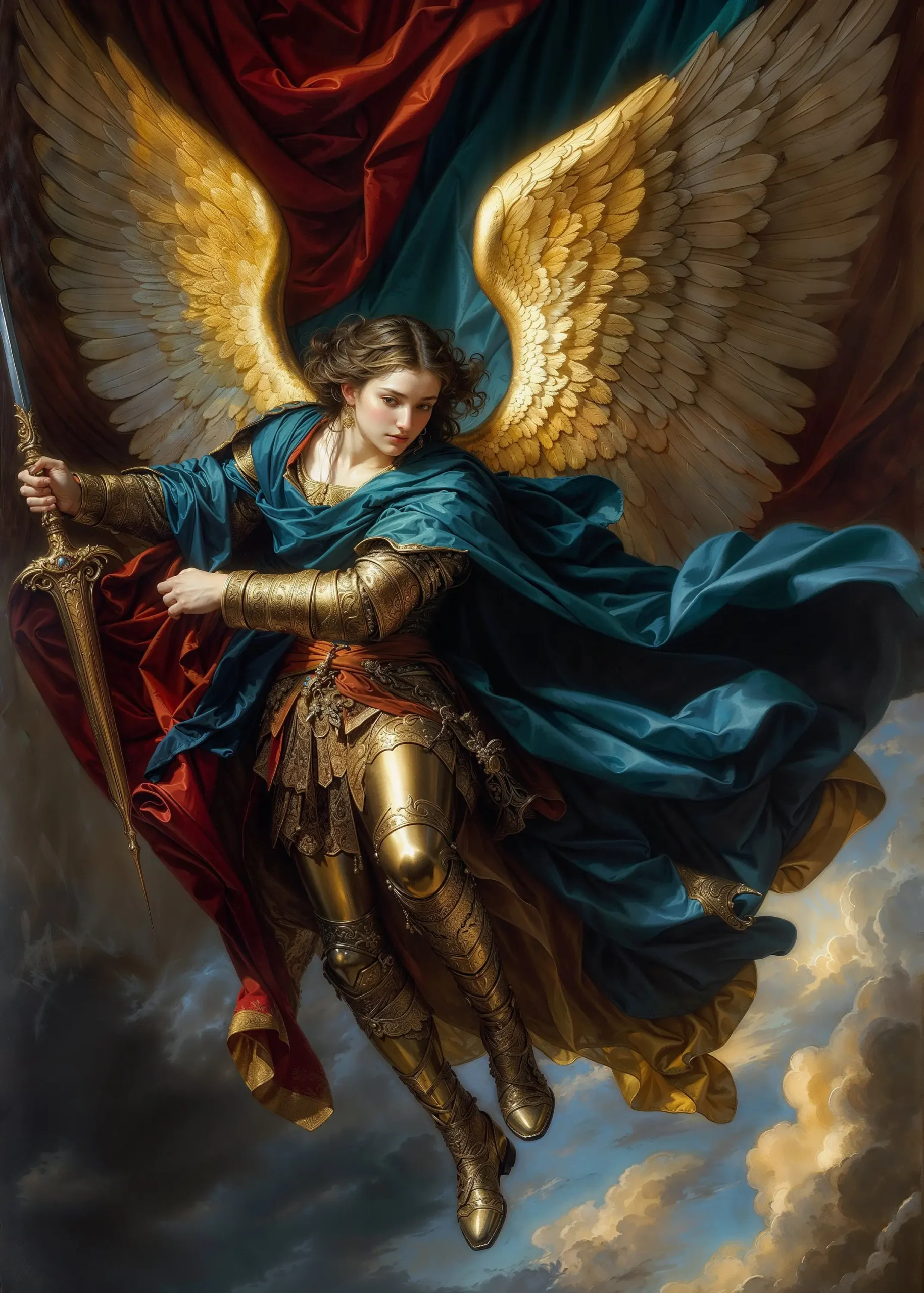 Plakat renesansowy archanioł Michał Fioletowy