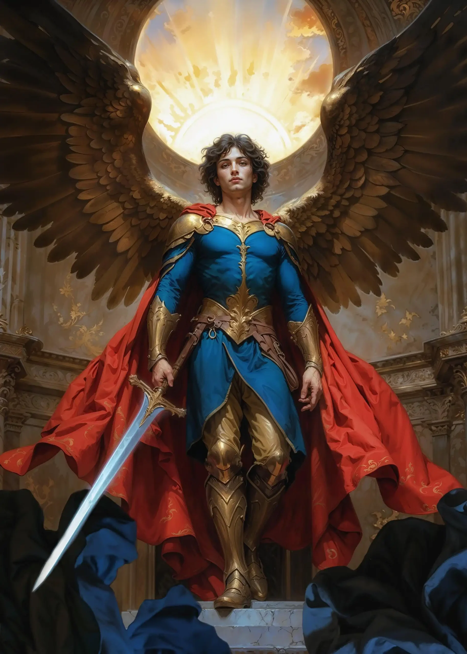 Plakat renesansowy archanioł Michał żółty