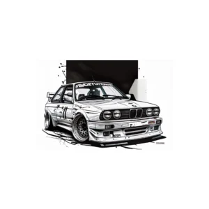Retro auto sportowe akwarela żółty