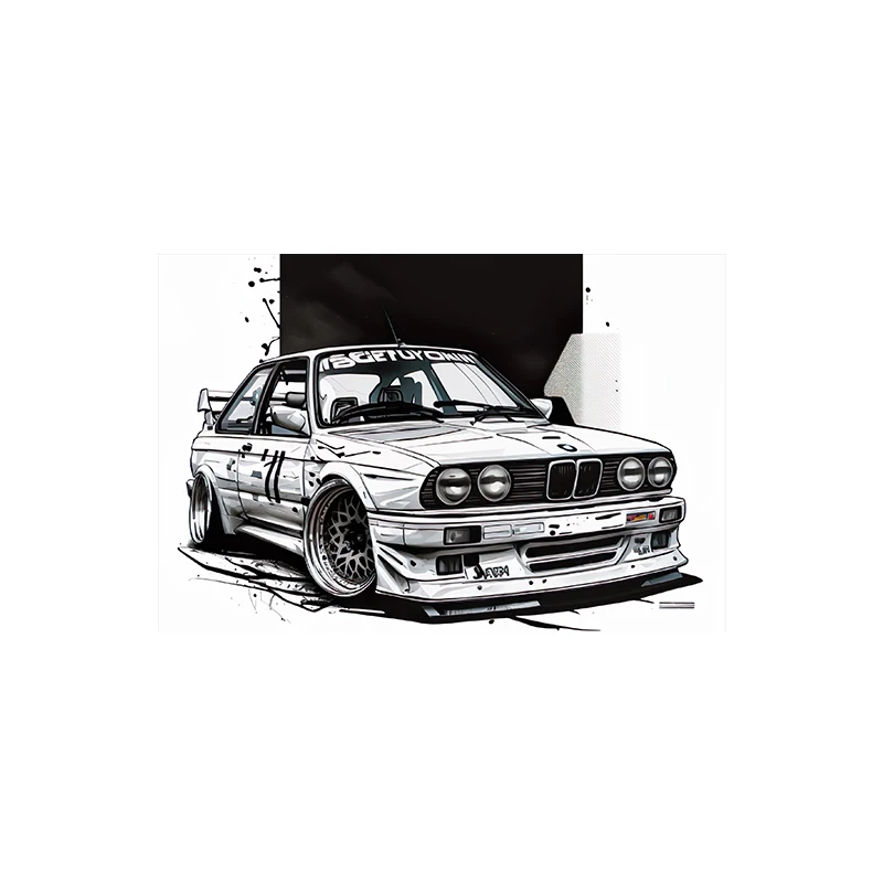 Retro auto sportowe akwarela żółty