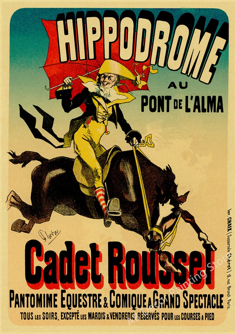 Retro cyrk - plakat vintage z akrobatą i magikiem Armijna zieleń