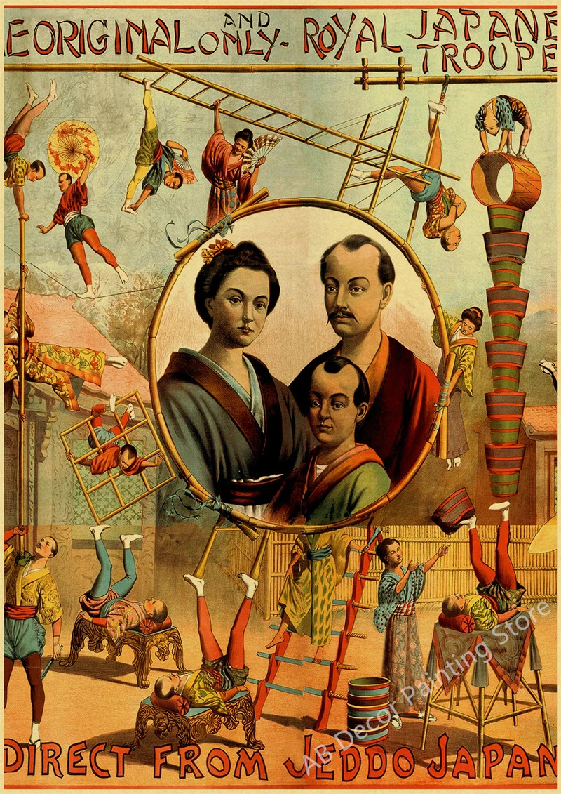 Retro cyrk - plakat vintage z akrobatą i magikiem Czekolada